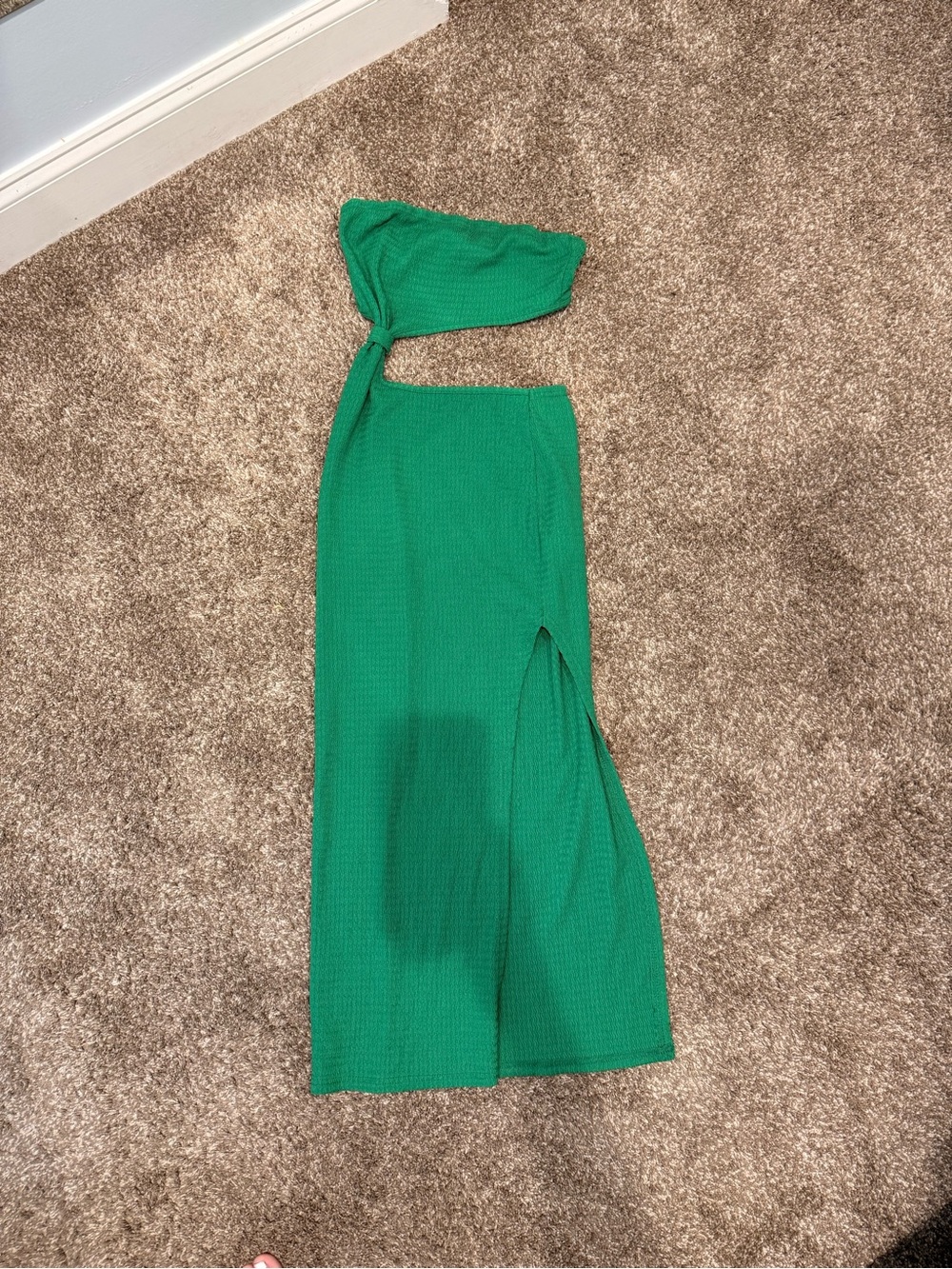 SHEIN Emerald One-Shoulder Cutout Maxi Dress